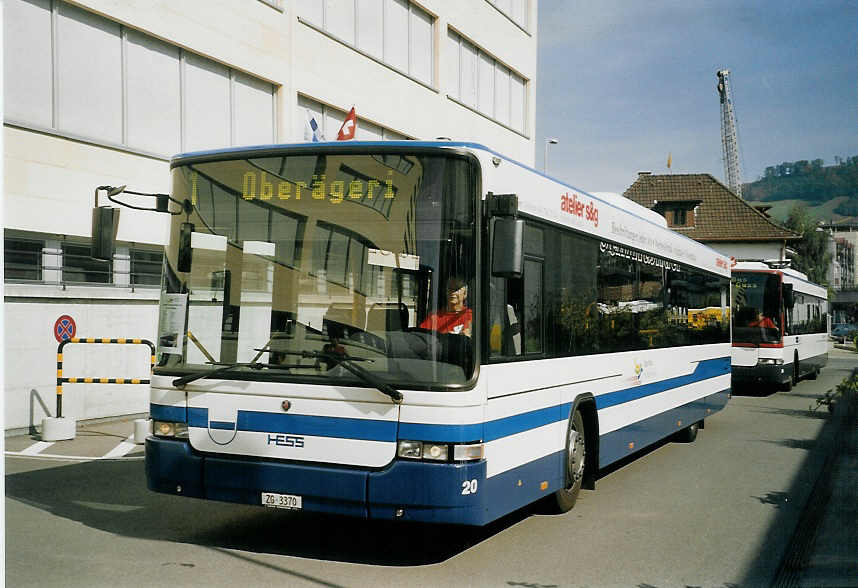 (070'925) - ZVB Zug - Nr. 20/ZG 3370 - Scania/Hess am 11. September 2004 in Zug, Garage