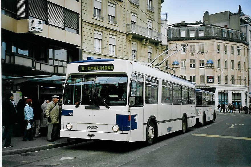 (075'120) - TL Lausanne - Nr. 779 - NAW/Lauber Trolleybus am 24. Februar 2005 in Lausanne, Bel-Air