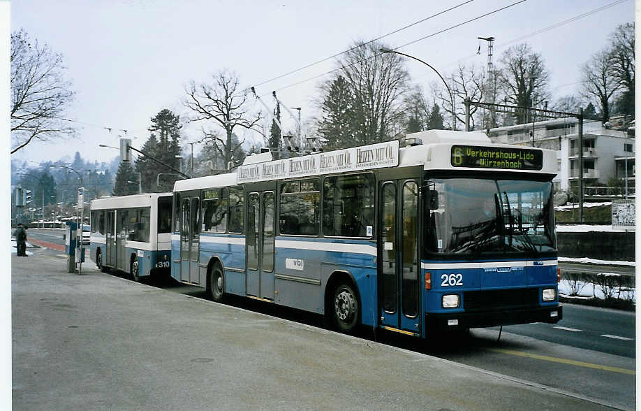 (075'320) - VBL Luzern - Nr. 262 - NAW/R&J-Hess Trolleybus am 25. Februar 2005 in Luzern, Verkehrshaus