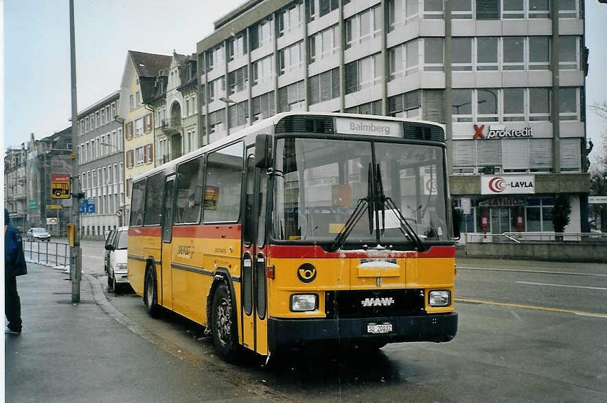 (075'431) - Flury, Balm - SO 20'032 - NAW/Hess (ex Steiner, Altbron Nr. 11) am 5. Mrz 2005 beim Hauptbahnhof Solothurn