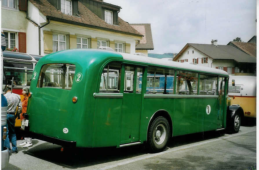 (077'228) - BVB Basel - Nr. 2/BS 1802 - Saurer/Reinb.+Chr. (ex Nr. 3) am 5. Juni 2005 in Reigoldswil, Dorfplatz