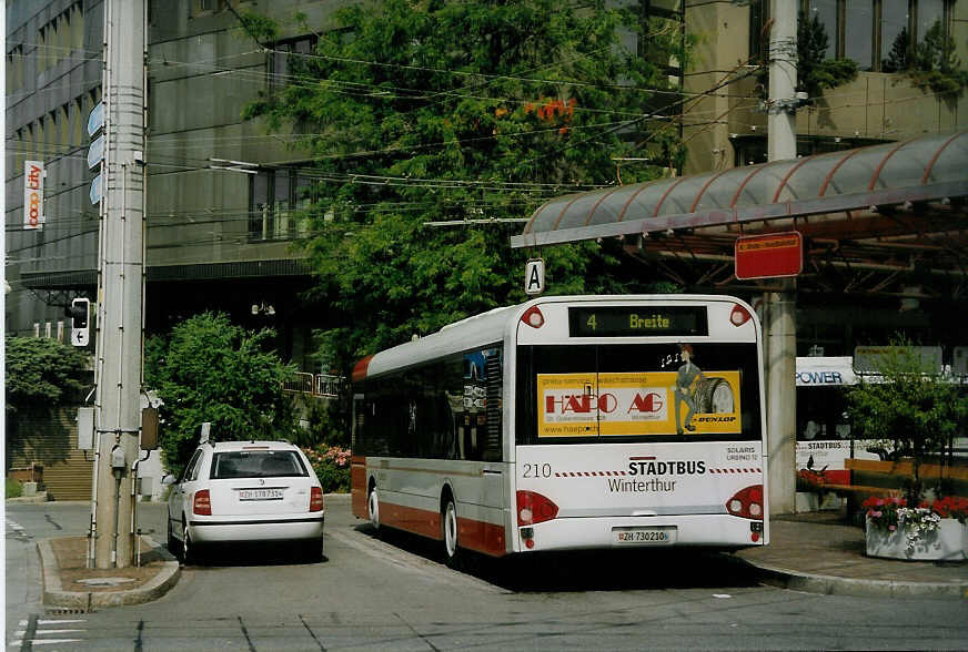 (077'602) - SW Winterthur - Nr. 210/ZH 730'210 - Solaris am 18. Juni 2005 beim Hauptbahnhof Winterthur