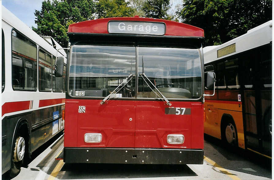 (078'304) - Bernmobil, Bern - Nr. 57 - FBW/Hess Gelenktrolleybus am 9. Juli 2005 in Bellach, Hess