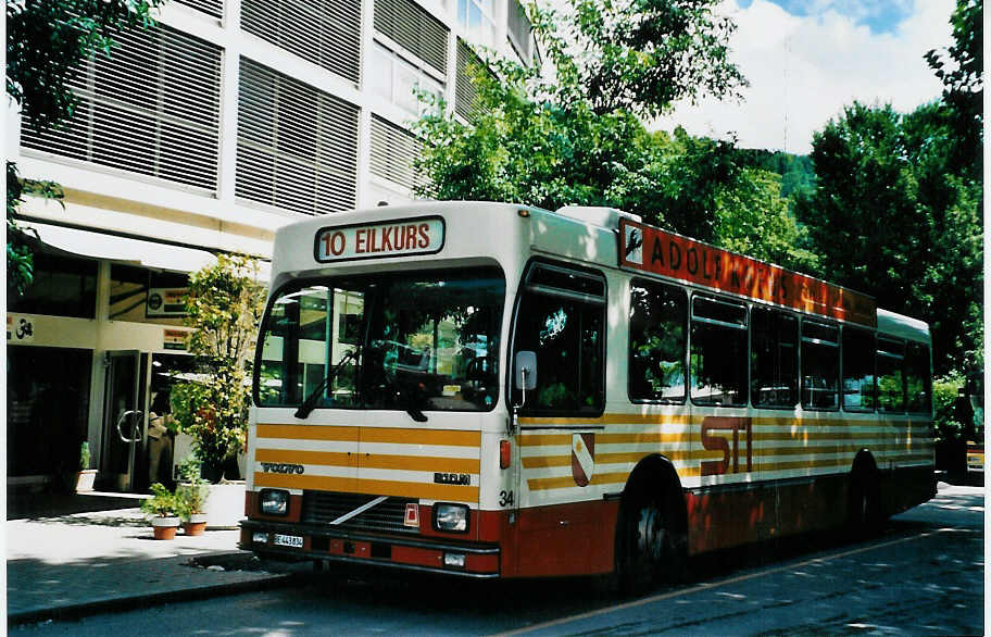 (079'630) - STI Thun - Nr. 34/BE 443'834 - Volvo/R&J (ex SAT Thun Nr. 34) am 24. August 2005 bei der Schifflndte Thun