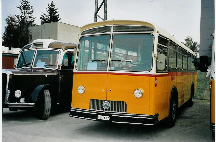 (079'809) - Guggenbhl, Eschenbach - LU 10'207 - Saurer/Saurer (ex Hugener, Stein; ex Moser, Preonzo; ex Geiger, Adelboden Nr. 20; ex P 25'534) am 27. August 2005 in Niederbipp, Saurertreffen