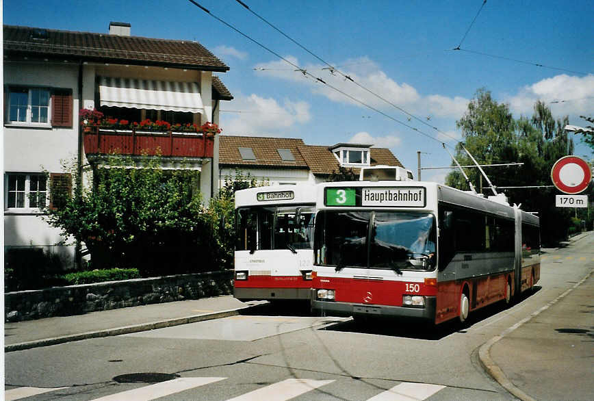 (080'106) - SW Winterthur - Nr. 150 - Mercedes Gelenktrolleybus am 28. August 2005 in Winterthur, Bettenplatz