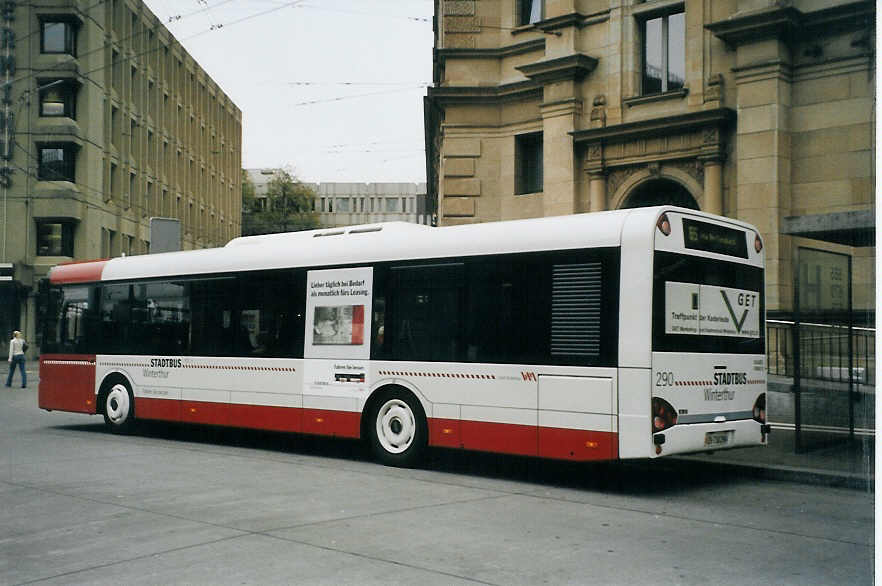 (080'916) - SW Winterthur - Nr. 290/ZH 730'290 - Solaris am 18. Oktober 2005 beim Hauptbahnhof Winterthur