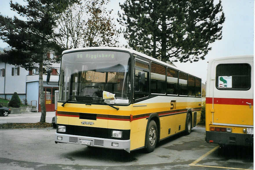 (081'520) - Engeloch, Riggisberg - Nr. 6/BE 447'403 - NAW/R&J (ex STI Thun Nr. 5; ex ATGH Heiligenschwendi Nr. 5) am 14. November 2005 in Riggisberg, Garage