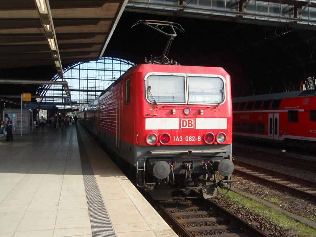 143 062 als RB Bremen-Vegesack - Verden (Aller) in Bremen Hbf. 02.04.2011