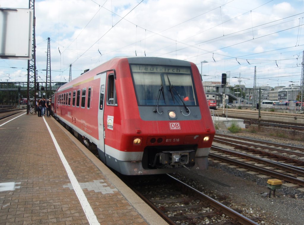 611 516 als RB nach Leutkirch in Ulm Hbf. 14.07.2011