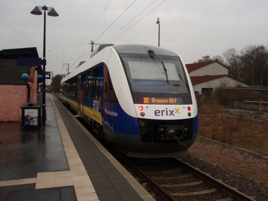 Ein VT 648 der Erixx Verkehrsgesellschaft als ERX aus Bremen Hbf in Uelzen. 18.02.2012
