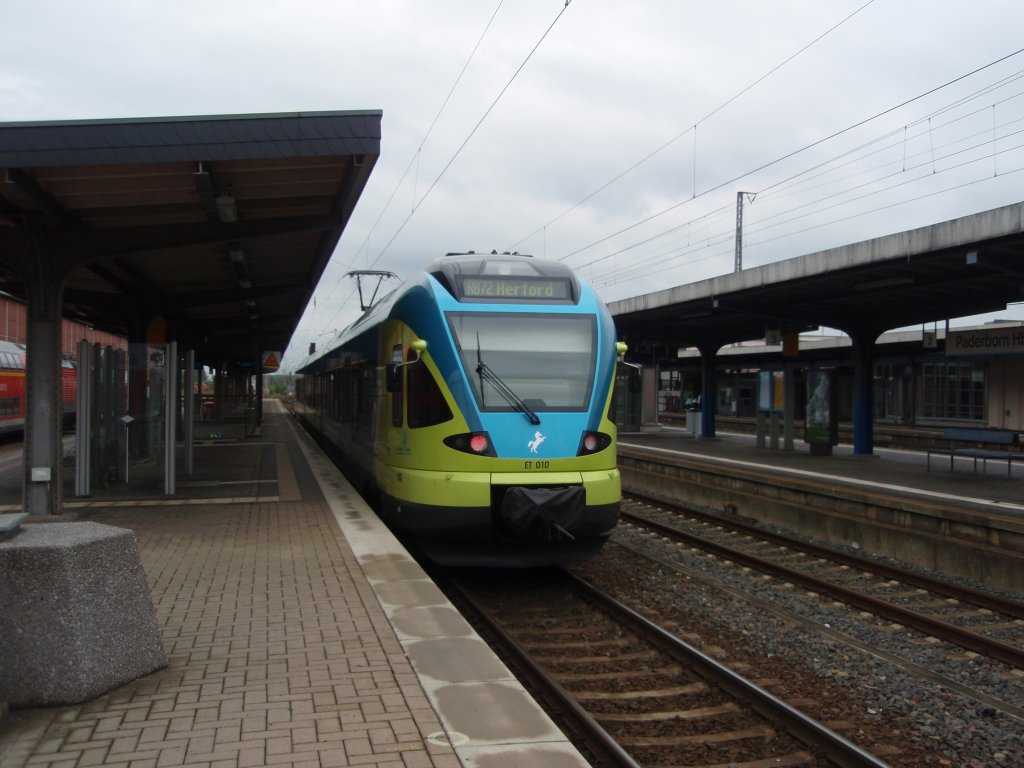 ET 010 der Westfalenbahn als RB 72 nach Herford in Paderborn Hbf. 12.07.2009