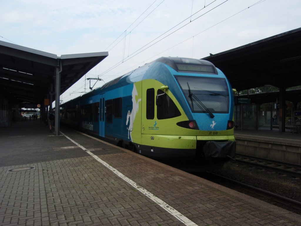 ET 018 der Westfalenbahn als RB 66 nach Mnster (Westf.) Hbf in Osnabrck Hbf. 27.06.2009