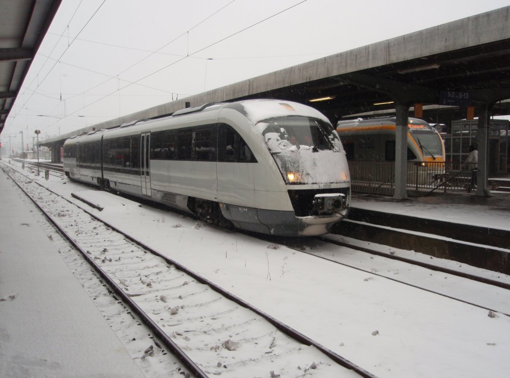 VT 2000 der eurobahn als RE 13 Ersatzverkehr nach Hagen Hbf in Hamm (Westf.). 09.01.2010