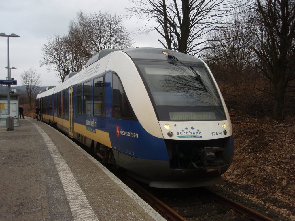 VT 4.10 der eurobahn als ERB nach Hildesheim in Bodenburg. 05.02.2011