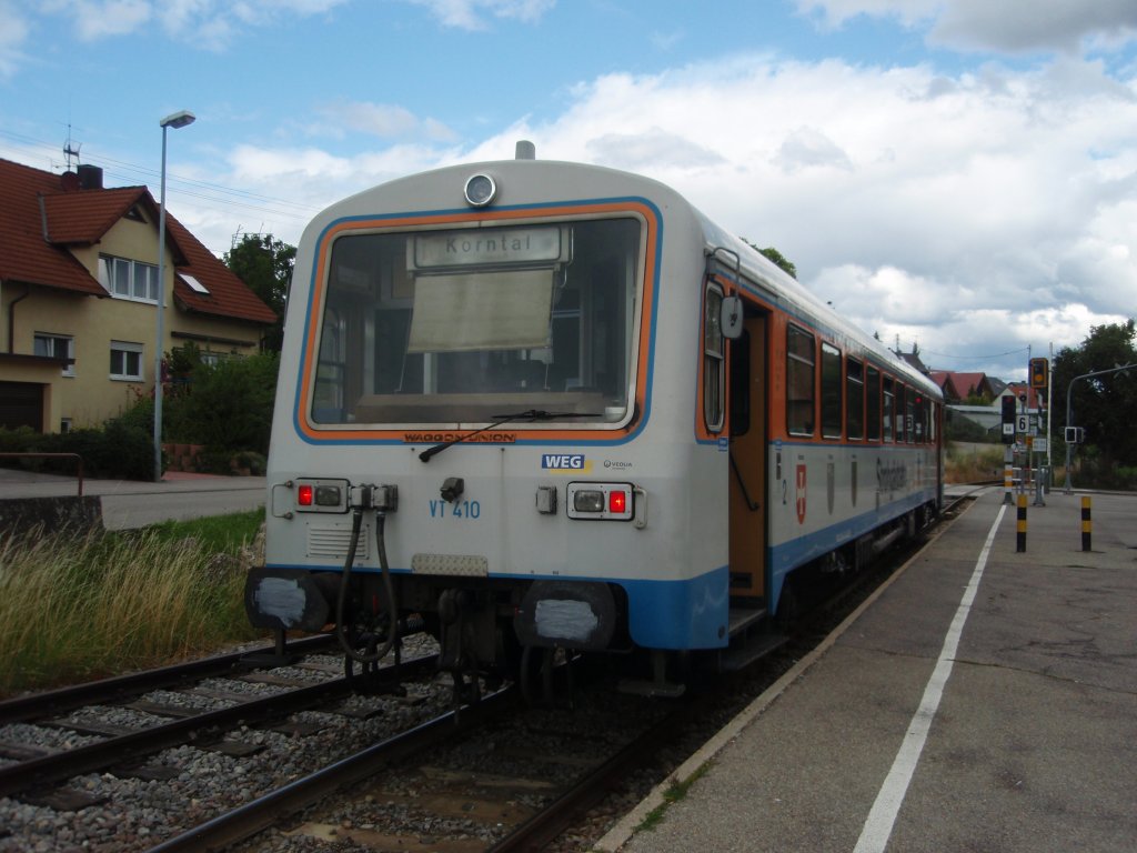 VT 410 der Wrttembergischen Eisenbahngesellschaft als WEG nach Korntal in Hemmingen. 18.07.2011