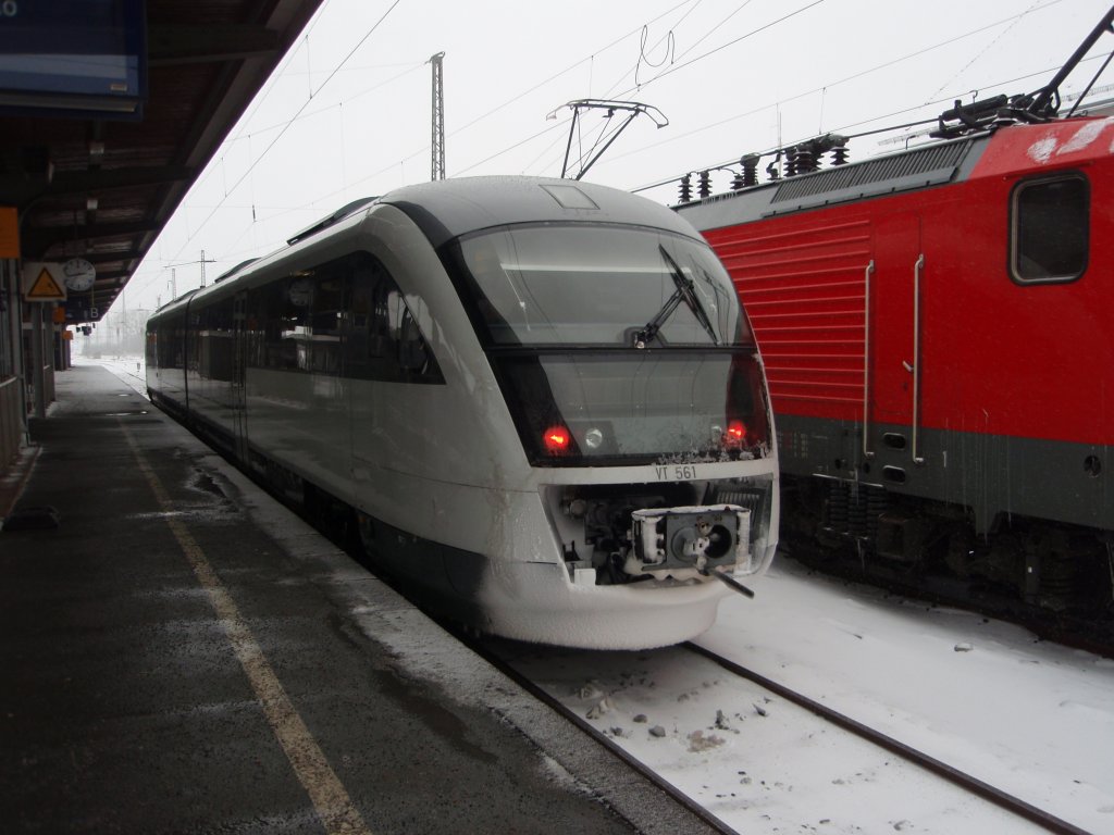 VT 561 der eurobahn als RE 13 Ersatzverkehr aus Hagen Hbf in Hamm (Westf.). 09.01.2010