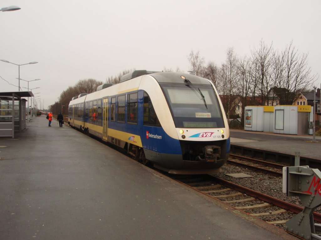 VT 609 der EVB als RB nach Bremerhaven Hbf in Cuxhaven. 22.01.2011