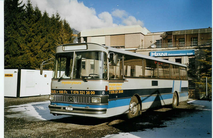 (082'722) - Mysterytours, Interlaken - Nr. 8/BE 300 - Setra (ex AFA Adelboden Nr. 8; TPYG Yverdon Nr. 2) am 22. Januar 2006 in Interlaken, Sendlistrasse