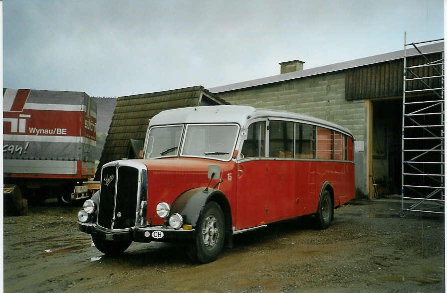 (083'009) - Fankhauser, Arzier - Nr. 15 - Saurer/Saurer (ex AFA Adelboden Nr. 15; ex P 23'052; ex P 2076) am 18. Februar 2006 in Leibstadt, Esmatrans