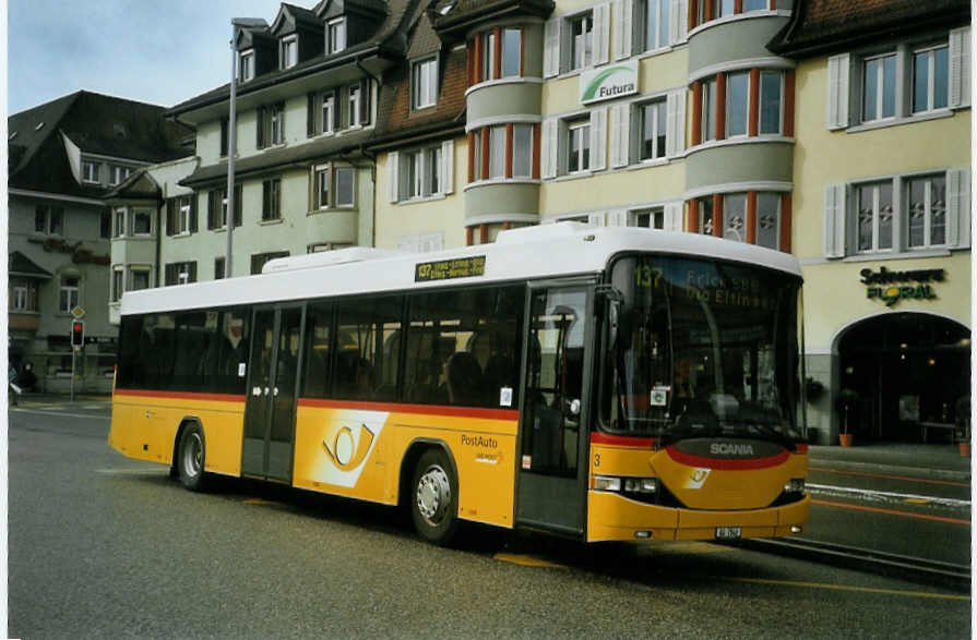 (083'027) - Brndli, Elfingen - Nr. 3/AG 7846 - Scania/Hess am 18. Februar 2006 beim Bahnhof Brugg