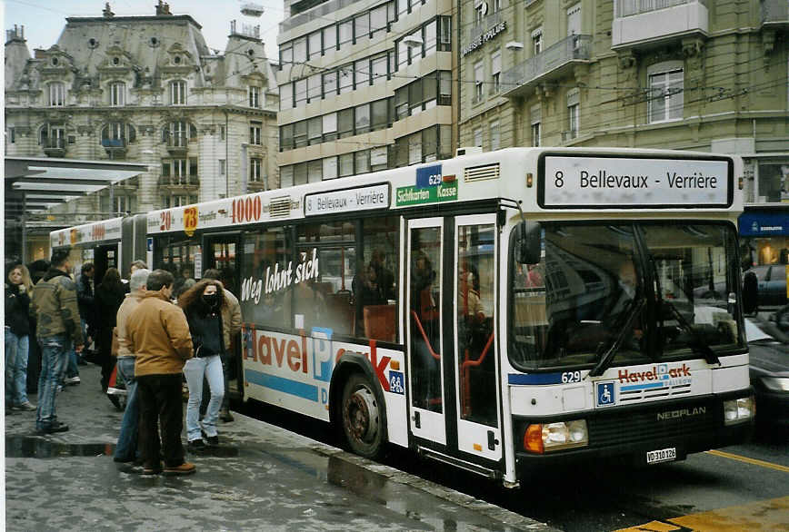 (083'813) - TL Lausanne - Nr. 629/VD 310'126 - Neoplan (ex Haru Nr. 8503) am 6. Mrz 2006 in Lausanne, Bel-Air