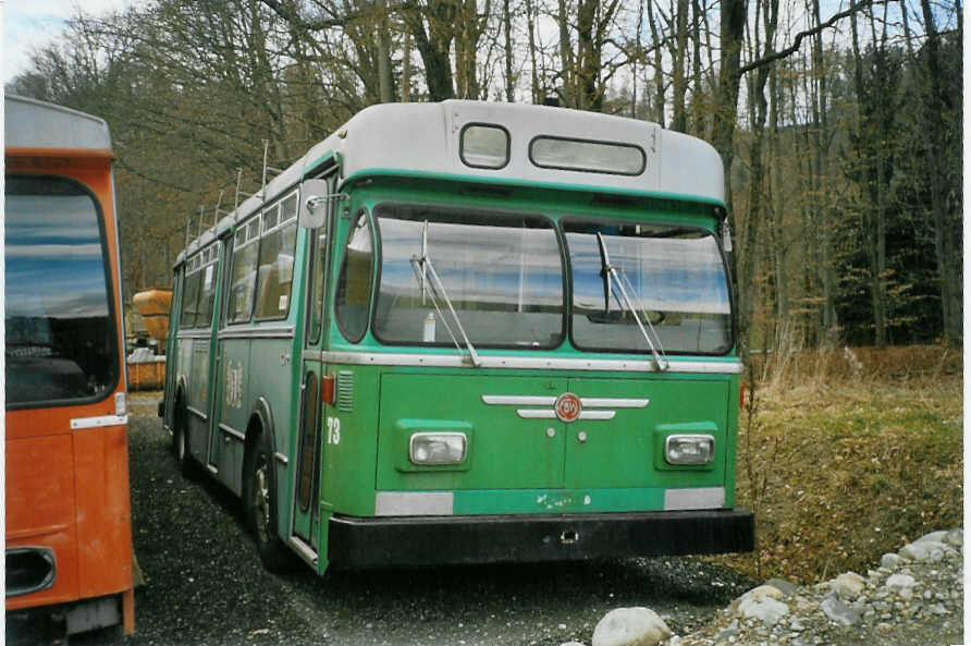 (084'129) - BVB Basel (RWB) - Nr. 73 - FBW/FHS am 2. April 2006 in Oberburg, Ziegelgut