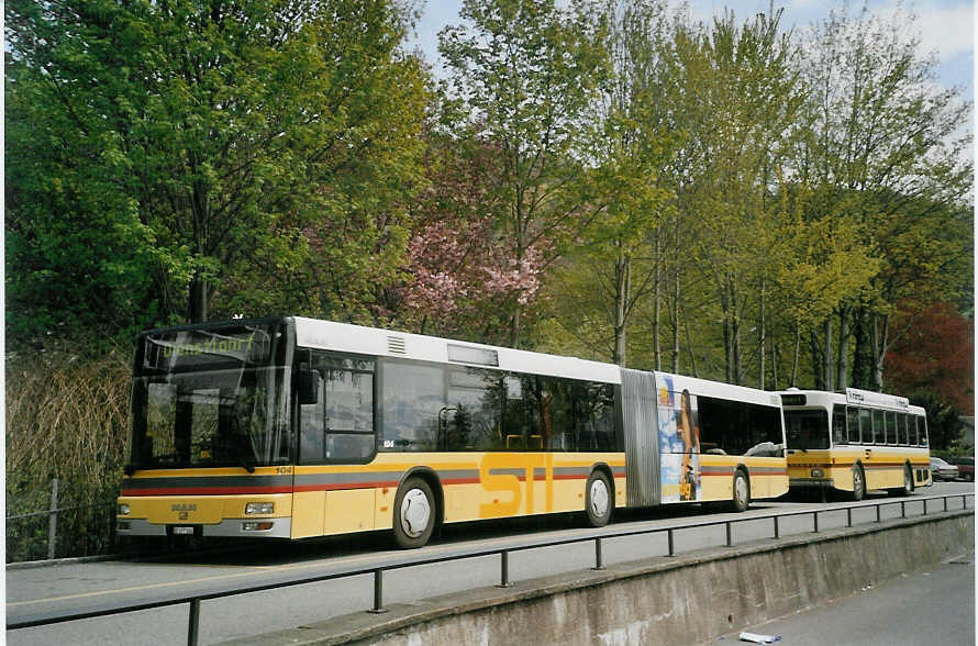 (084'611) - STI Thun - Nr. 104/BE 577'104 - MAN am 2. Mai 2006 bei der SChifflndte Thun