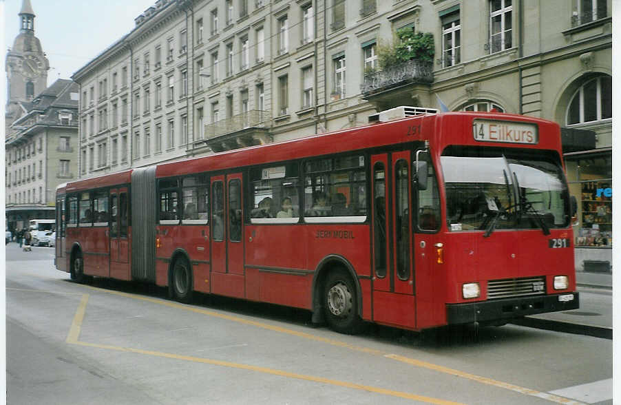 (084'826) - Bernmobil, Bern - Nr. 291/BE 419'291 - Volvo/R&J-Hess-Gangloff am 10. Mai 2006 beim Bahnhof Bern