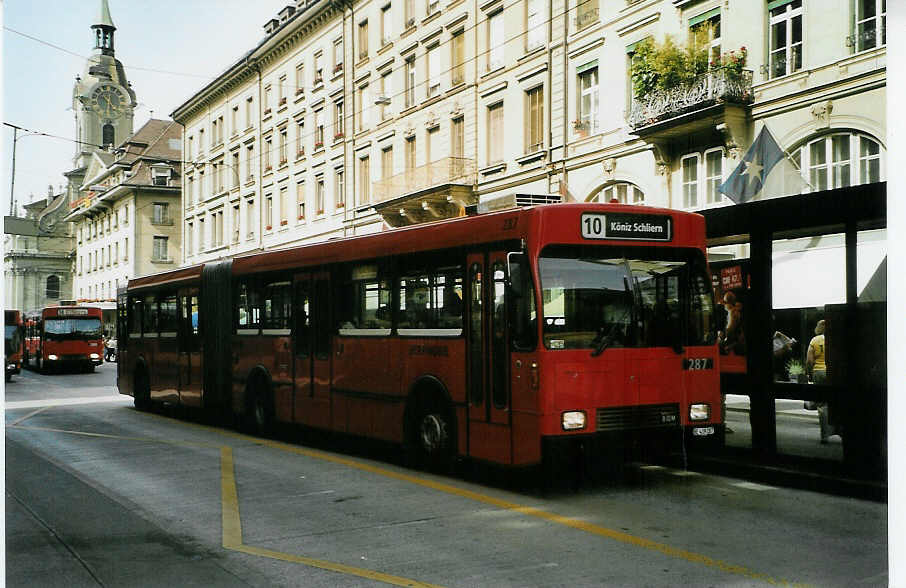 (086'216) - Bernmobil, Bern - Nr. 287/BE 419'287 - Volvo/R&J-Hess-Gangloff am 16. Juni 2006 beim Bahnhof Bern