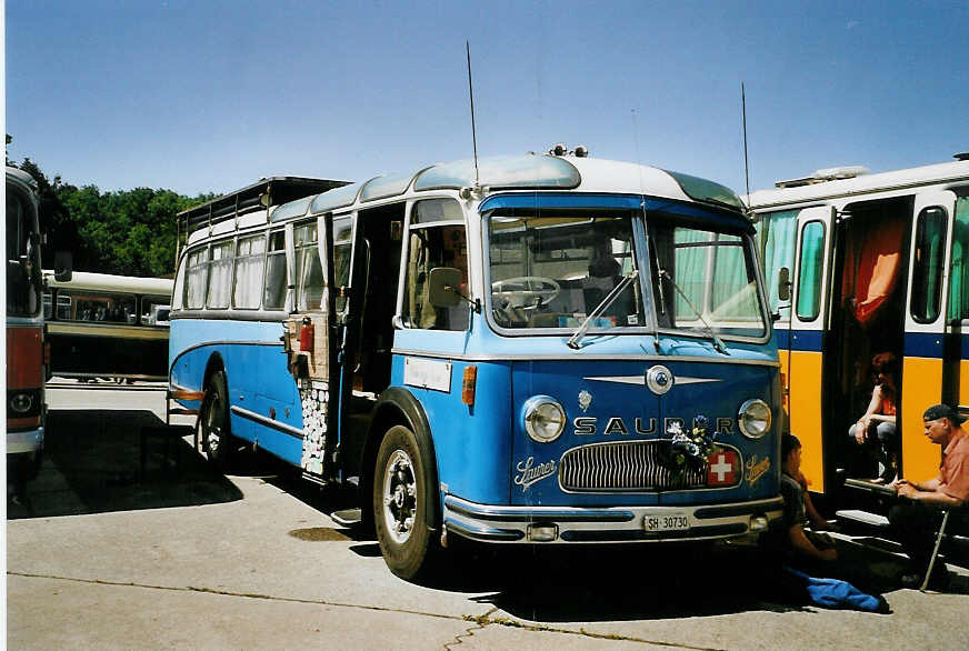 (086'502) - Bolliger, Stetten - SH 30'730 - Saurer/R&J (ex Solr+Fontana, Ilanz Nr. 8) am 18. Juni 2006 in Hinwil, AMP