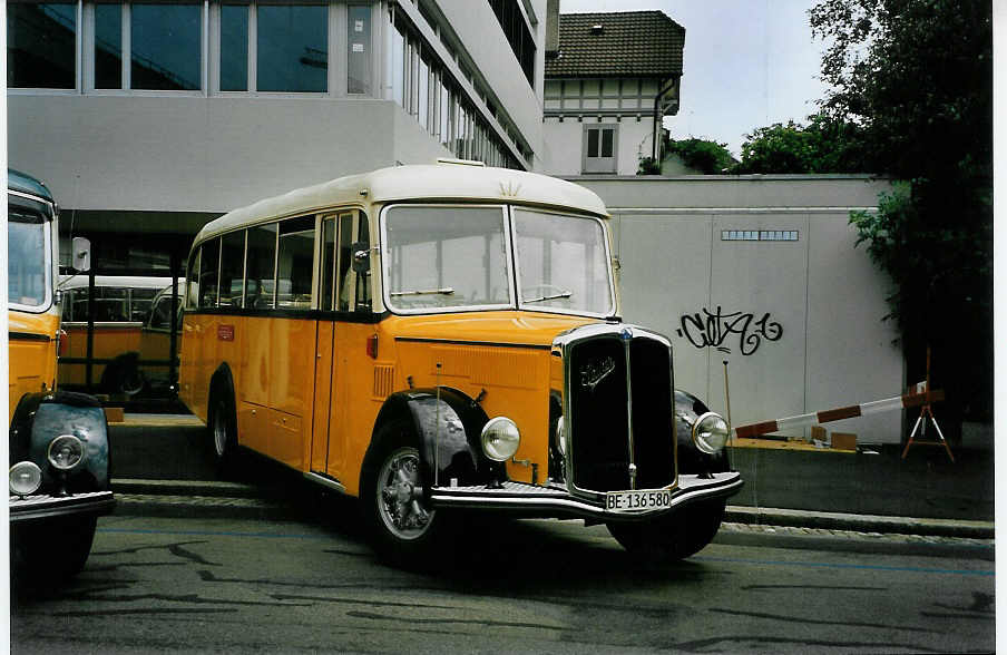 (087'015) - Schumacher, Liebefeld - BE 136'580 - Saurer/FHS-Hess (ex Mittner-Keller, Etzgen; ex Keller, Hottwil) am 25. Juni 2006 in Bern, Museum fr Kommunikation