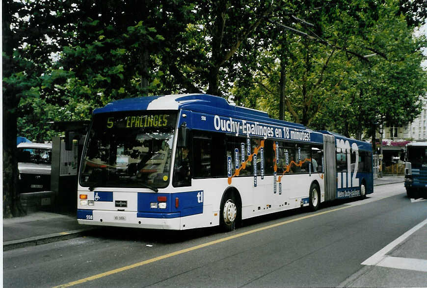 (087'737) - TL Lausanne - Nr. 558/VD 1656 - Van Hool am 26. Juli 2006 in Lausanne, Tunnel