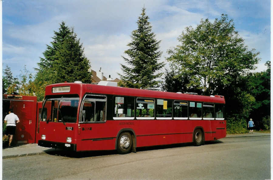 (088'307) - Bernmobil, Bern - Nr. 102/BE 500'102 - Volvo/R&J am 29. Juli 2006 in Bremgarten, Endstation