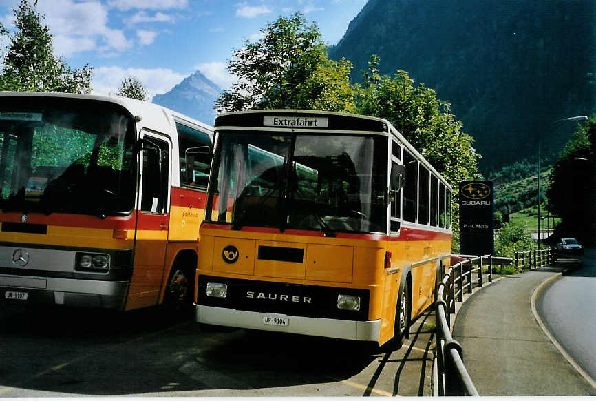 (088'420) - Mattli, Wassen - UR 9104 - Saurer/Tscher am 2. August 2006 in Wassen, Garage