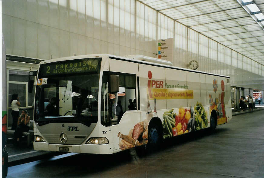 (088'602) - TPL Lugano - Nr. 12/TI 309'511 - Mercedes am 2. August 2006 in Lugano, Centro