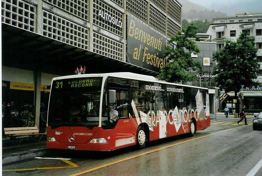 (088'706) - FART Locarno - Nr. 22/TI 126'522 - Mercedes am 3. August 2006 beim Bahnhof Locarno