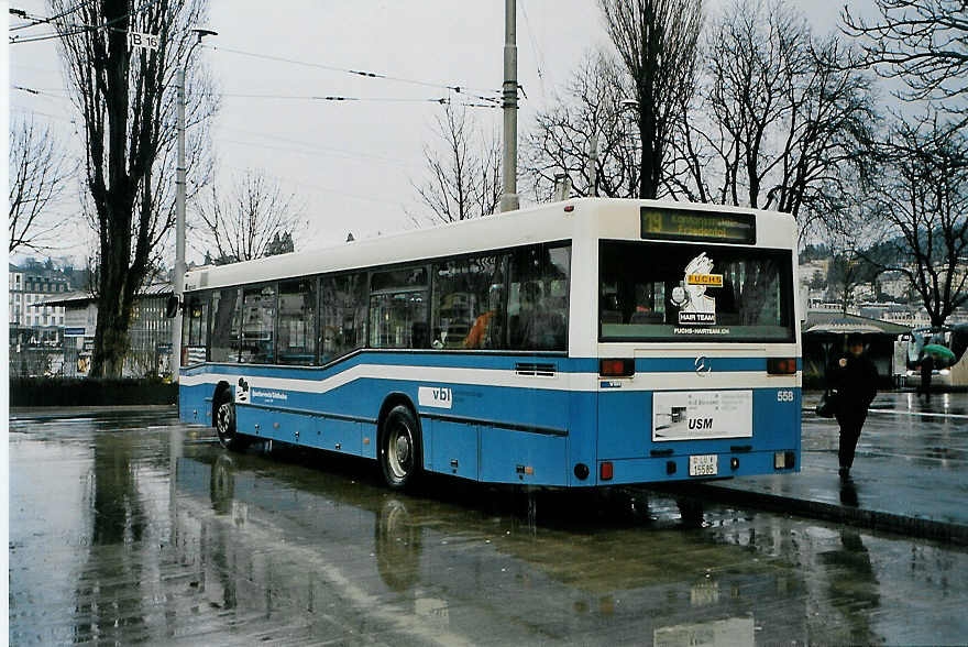 (091'224) - VBL Luzern - Nr. 558/LU 15'585 - Mercedes (ex Gowa, Luzern Nr. 58) am 1. Januar 2007 beim Bahnhof Luzern