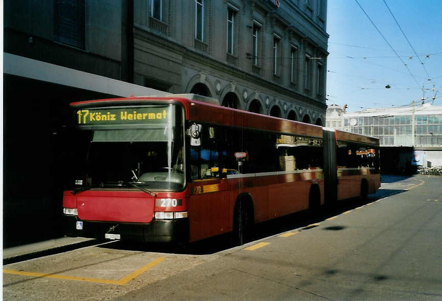 (091'619) - Bernmobil, Bern - Nr. 270/BE 572'270 - Volvo/Hess am 14. Januar 2007 beim Bahnhof Bern