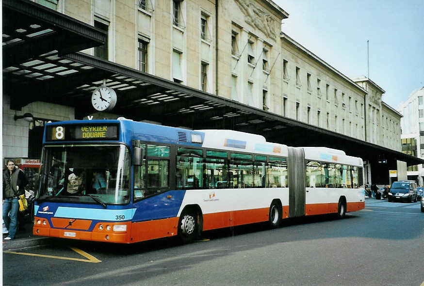 (092'918) - TPG Genve - Nr. 350/GE 96'009 - Volvo am 17. Mrz 2007 beim Bahnhof Genve