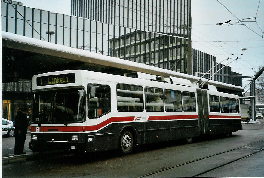 (093'027) - VBSG St. Gallen - Nr. 156 - NAW/Hess Gelenktrolleybus am 22. Mrz 2007 beim Bahnhof St. Gallen