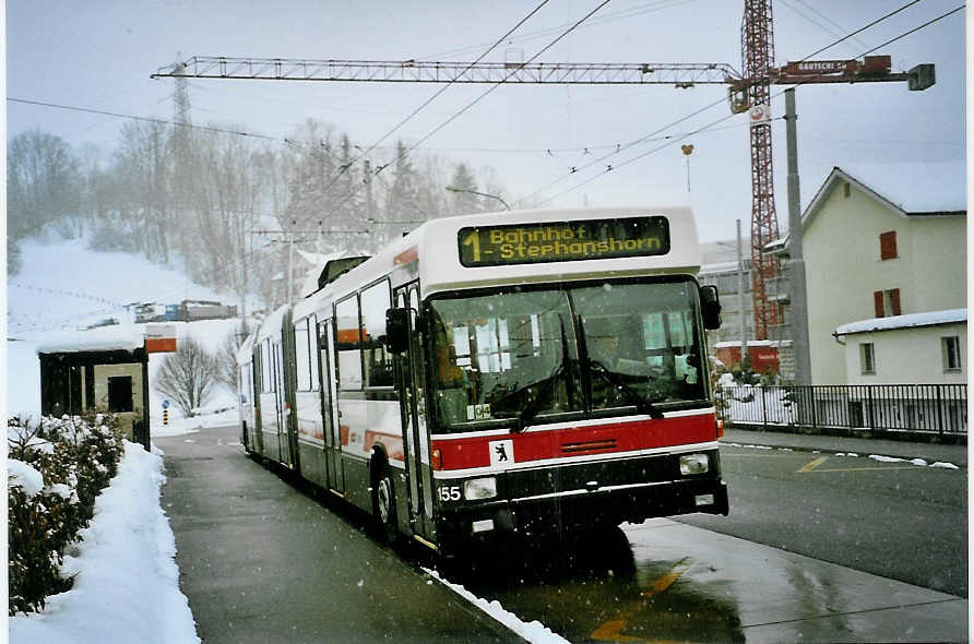 (093'113) - VBSG St. Gallen - Nr. 155 - NAW/Hess Doppelgelenktrolleybus am 22. Mrz 2007 in St. Gallen, Winkeln