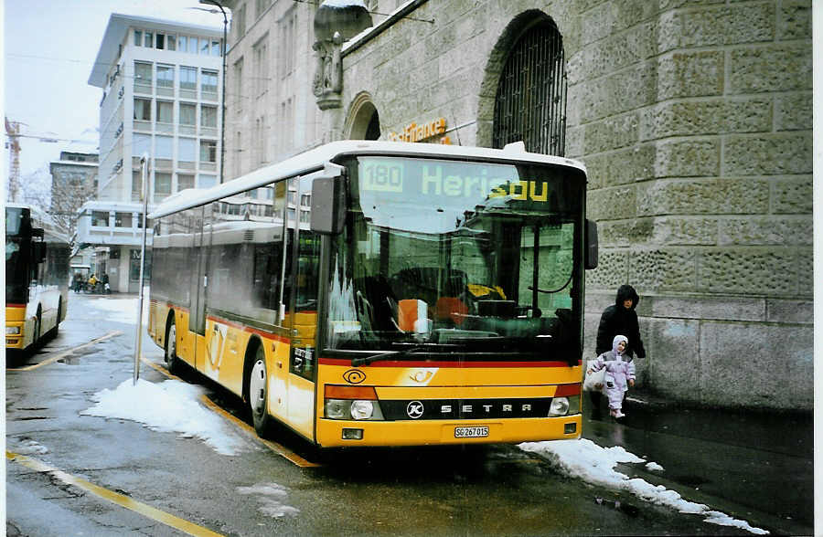 (093'117) - Casutt, Gossau - SG 267'015 - Setra (ex PostAuto St. Gallen-Appenzell; ex P 25'851) am 22. Mrz 2007 beim Bahnhof St. Gallen