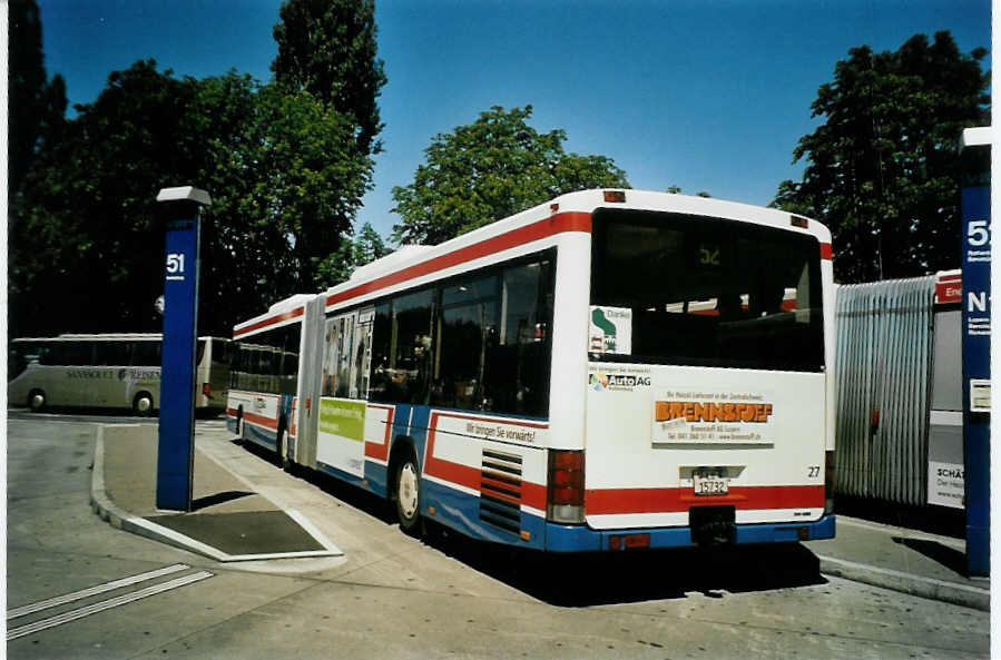 (096'135) - AAGR Rothenburg - Nr. 27/LU 15'732 - Scania/Hess am 15. Juli 2007 beim Bahnhof Luzern