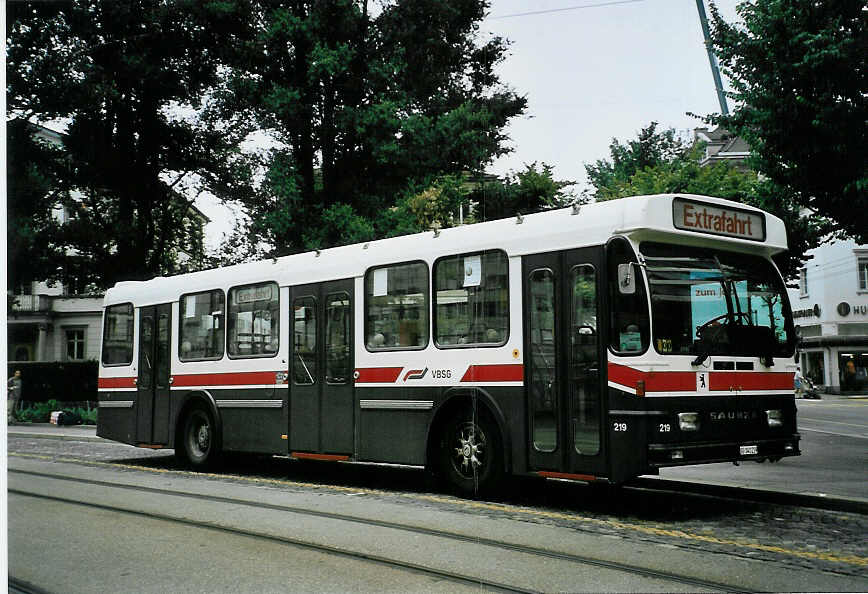 (096'407) - VBSG St. Gallen - Nr. 219/SG 141'219 - Saurer/Hess am 21. Juli 2007 beim Bahnhof St. Gallen