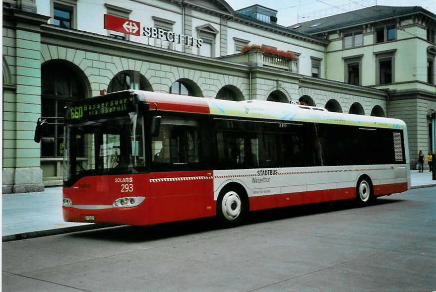 (096'508) - SW Winterthur - Nr. 293/ZH 730'293 - Solaris am 21. Juli 2007 beim Hauptbahnhof Winterthur