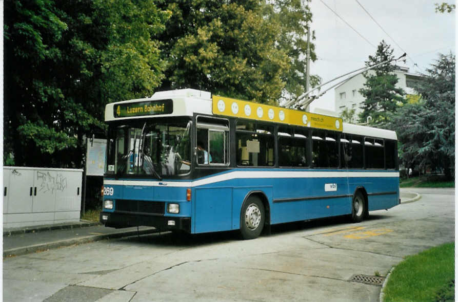 (096'817) - VBL Luzern - Nr. 269 - NAW/R&J-Hess Trolleybus am 23. Juli 2007 in Luzern, Hubelmatt