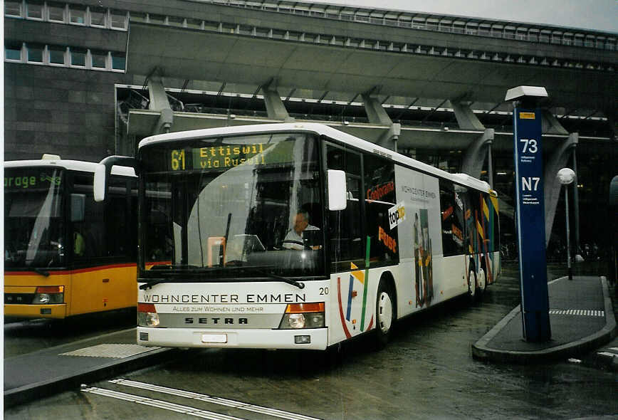 (096'828) - ARAG Ruswil - Nr. 20/LU 4256 - Setra am 23. Juli 2007 beim Bahnhof Luzern