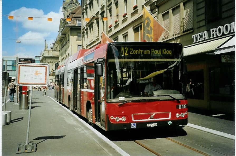 (097'126) - Bernmobil, Bern - Nr. 816/BE 612'816 - Volvo am 12. August 2007 beim Bahnhof Bern