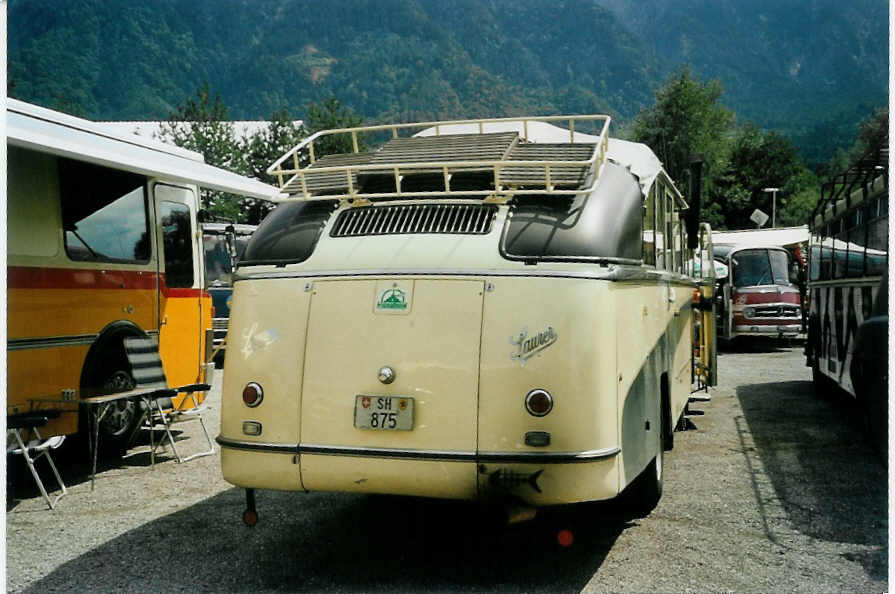 (097'423) - Aus der Schweiz: Wehrli, Thayngen - SH 875 - Saurer/Saurer (ex Rieser+Vetter, Frauenfeld) am 18. August 2007 in Schaan, Wohnbustreffen